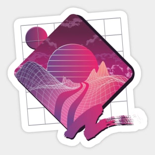 retrowave landscape Sticker